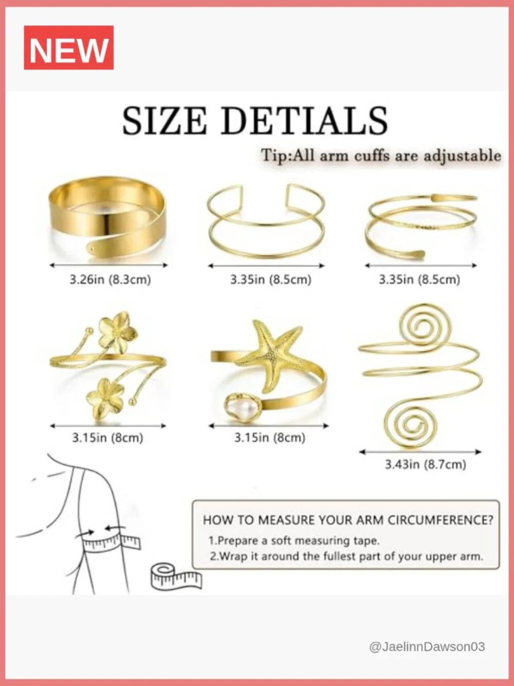 6 Piece Gold Cuff Bracelet Set, Boho Upper Arm Bangle Stackable Jewelry